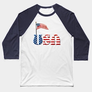 USA Patriotic Flag and Fireworks Baseball T-Shirt